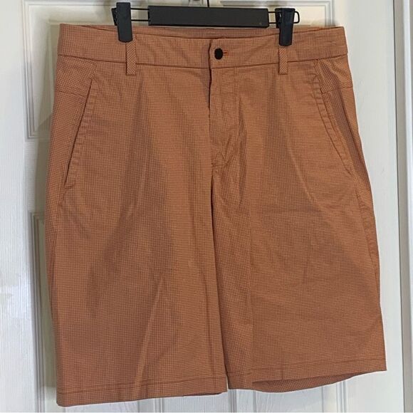 Lululemon Mens Commission Golf Shorts Size 36 Orange Check Print Color - Picture 3 of 9